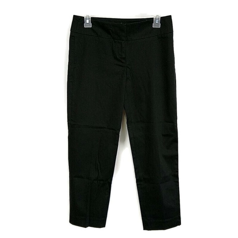 Loft Marisa Trousers Women 0 Black Straight Leg Stretch Cotton Dress Pants